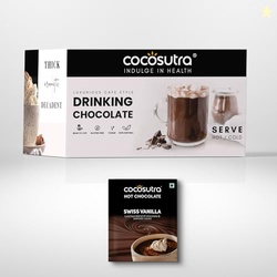 COCOSUTRA Drinking Chocolate Mix | Swiss Vanilla | 20 Single-Serve Sac