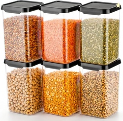 Sedulous Plastic Grocery Container  - 1100 ml (Pack of 6, Black)